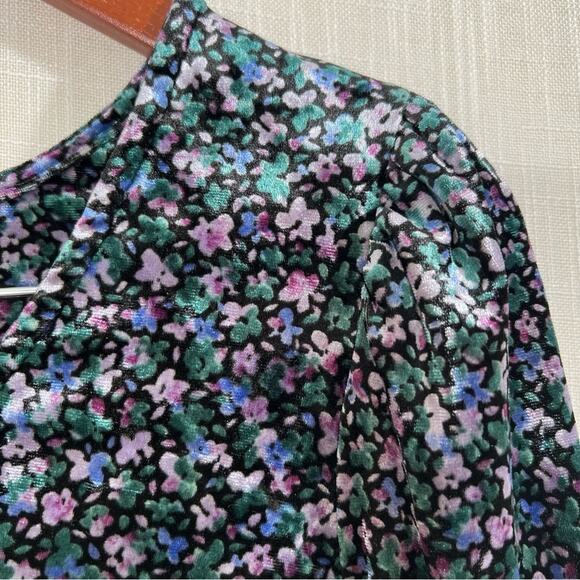 Wild Fable Velvet Floral Long Sleeve Puff Shoulder Boho Dress Size L - Picture 10 of 15